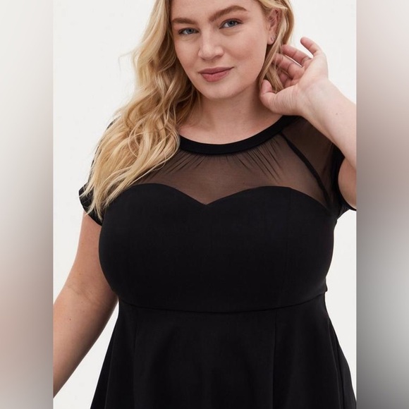 Torrid Black Mesh Insert Swing Dress - New - Size 14 - Picture 3 of 7